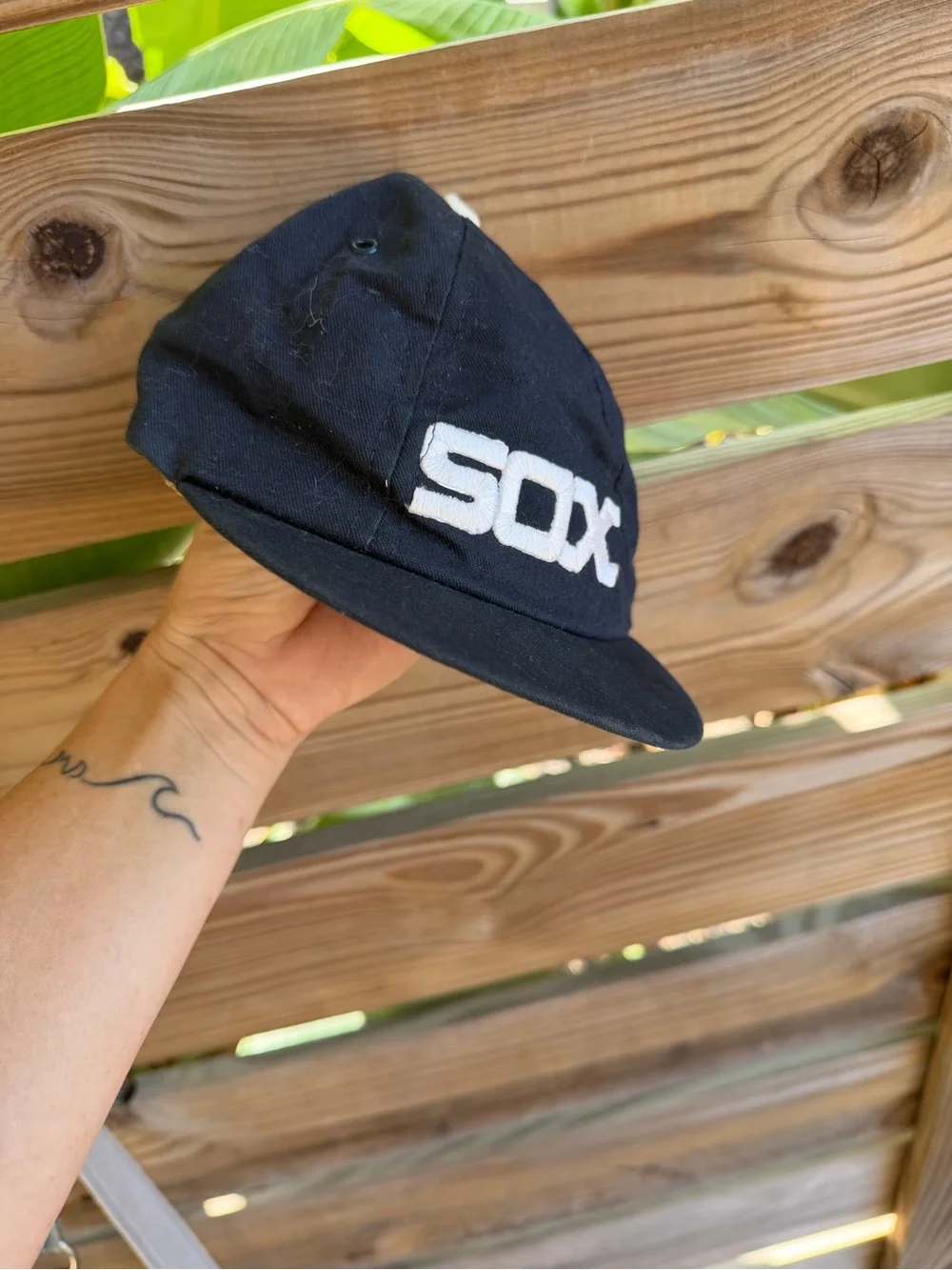 Vintage Kids Navy Black Baseball Hat with White SOX Logo